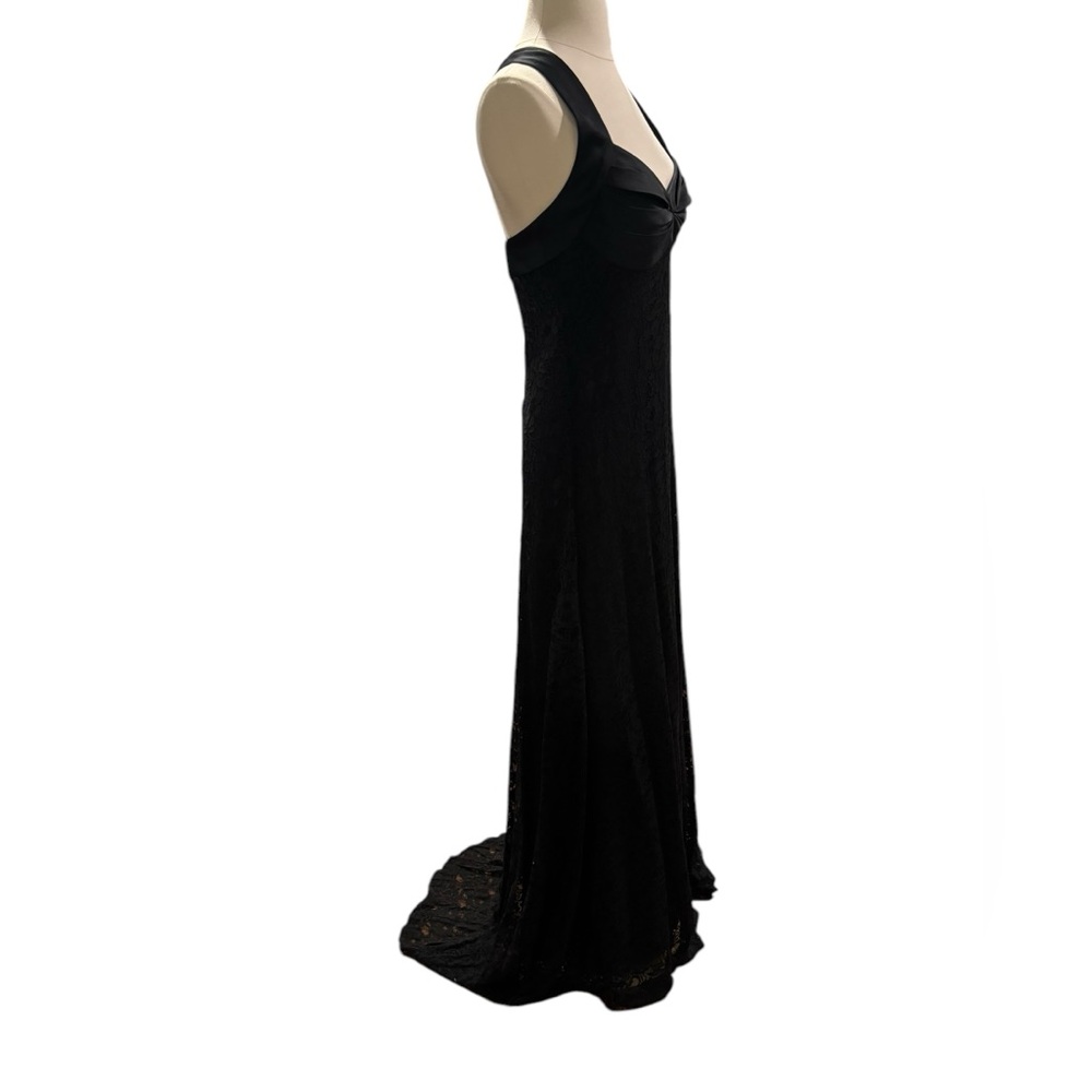Calvin Klein Black Lace/Satin Floor Length Maxi Ball/Prom Dress-size 2 - Picture 10 of 12